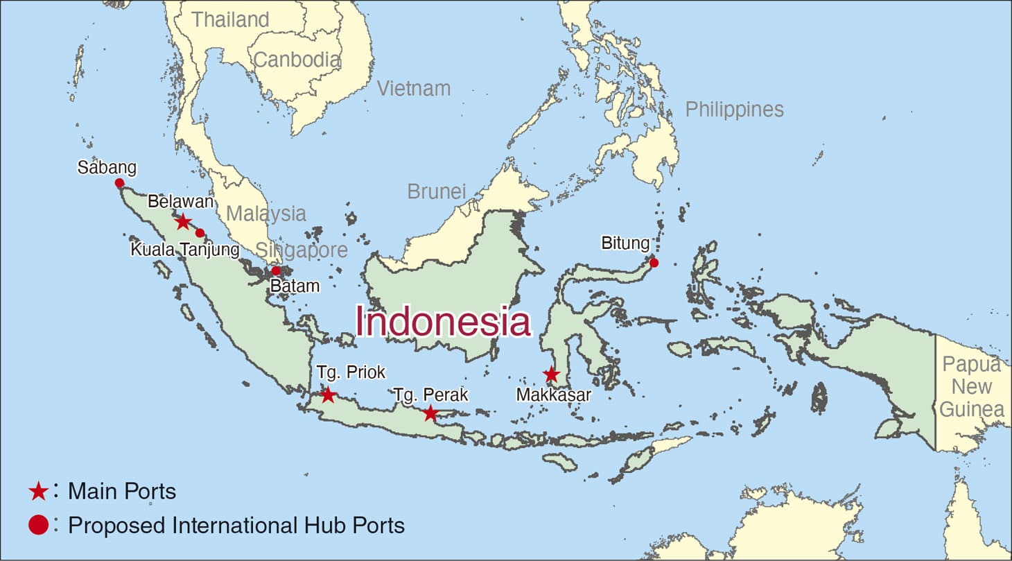 Figure 1: Main Ports and Proposed International Hub Ports