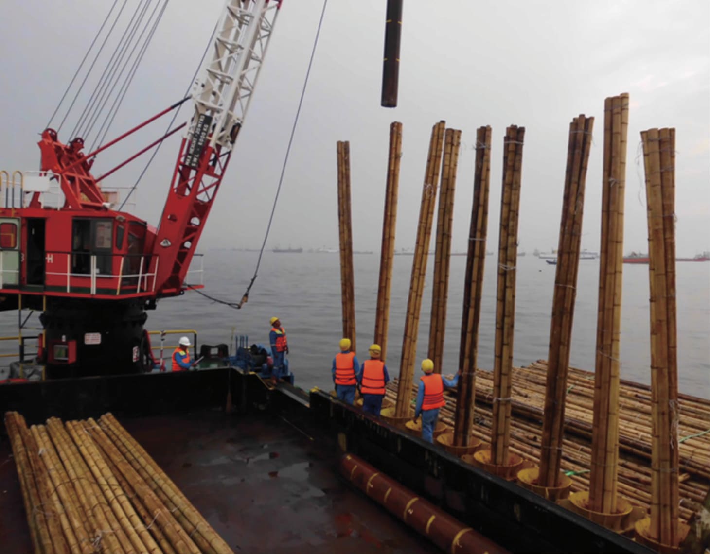 Tg. Priok Bamboo Pile Driving for Breakwater