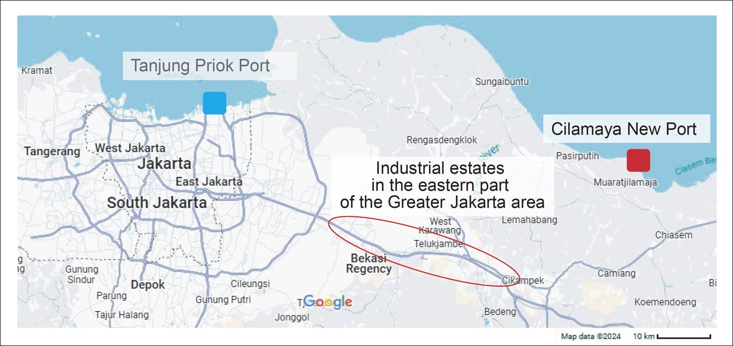 Location of the New port, Tg. Priok and Industrial zone