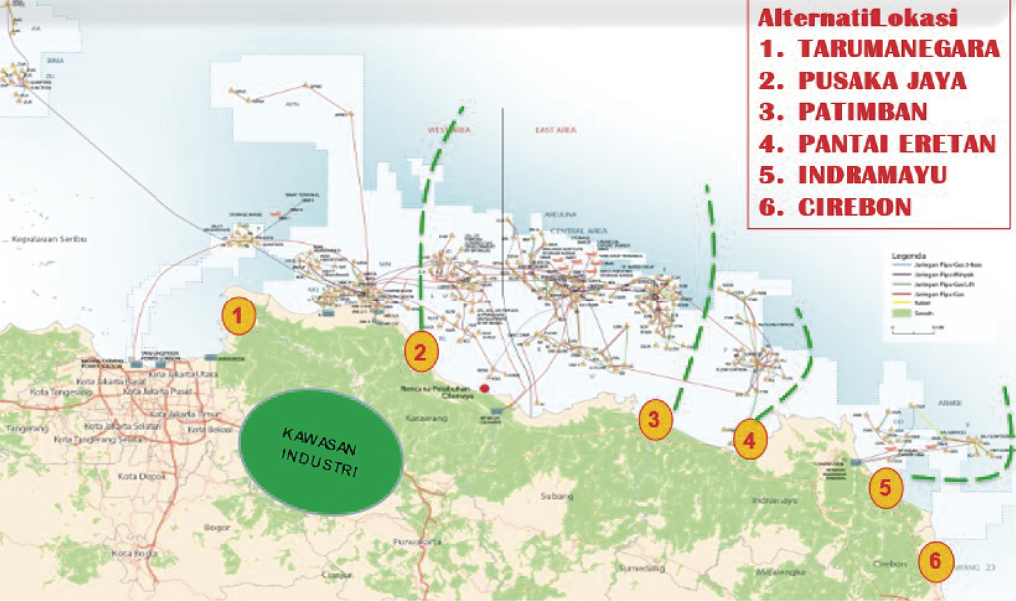 Candidate location of New Port and Existing Pipe Line